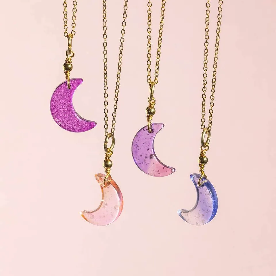 Joy Four in One Glass Moon Halskette Gold mit 4 Anhängern
