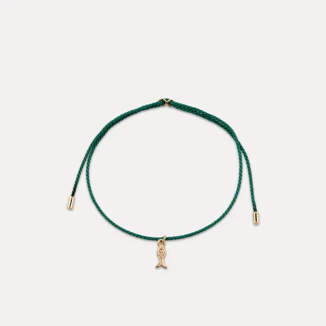 Stilnest Tiny Fish Armband 14k Gold 16cm Kordel