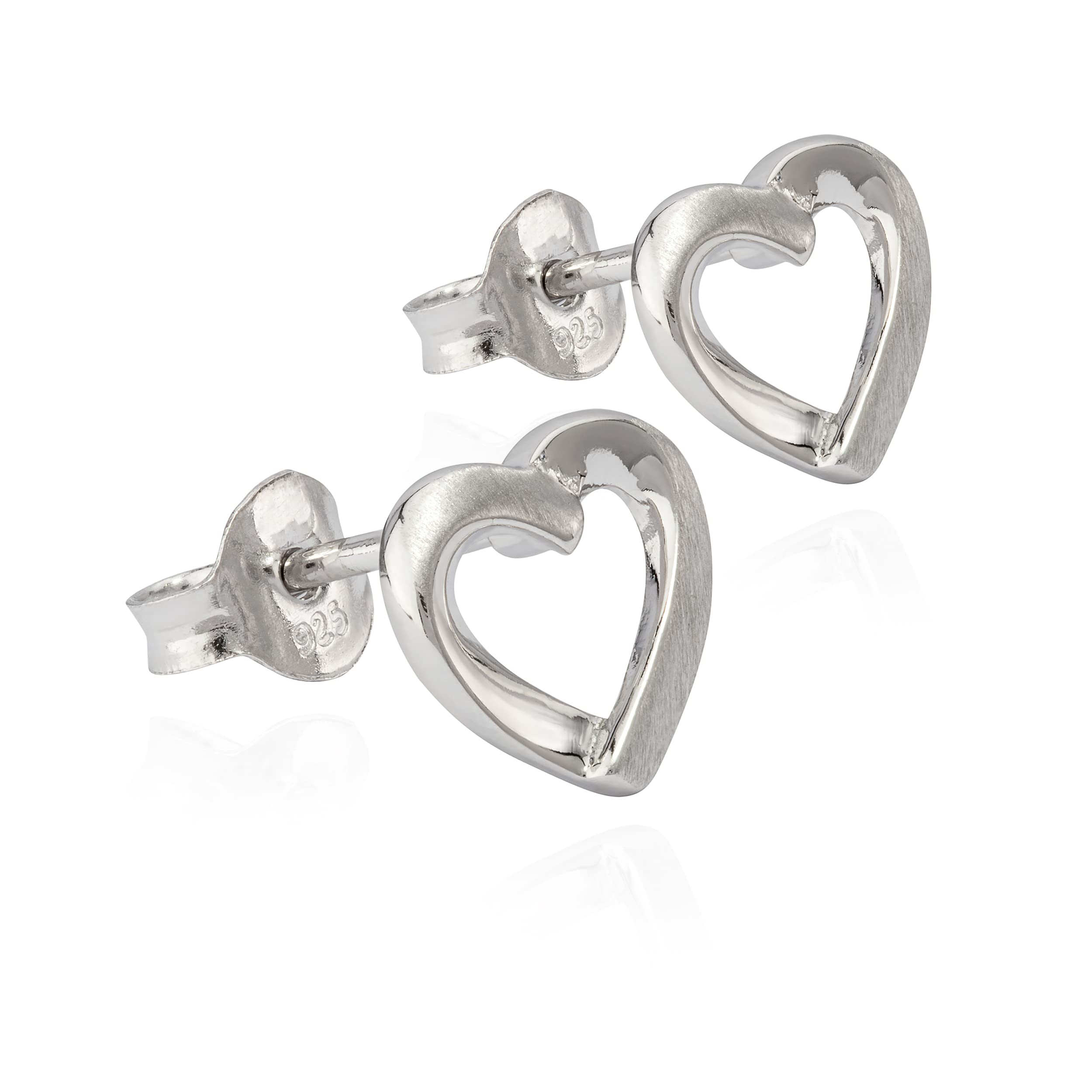 NKlaus Jewellery Herz Ohrstecker 925 Silber 5-9mm Paar matt