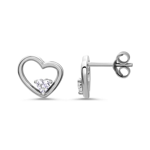 JEWLIX SE1073 Herz Ohrstecker Silber 925 Zirkonia