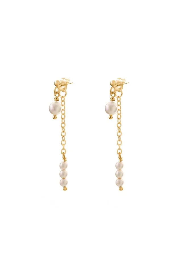 Joy by Corrine Smith Double Drop Ohrringe Gold Perle Kette