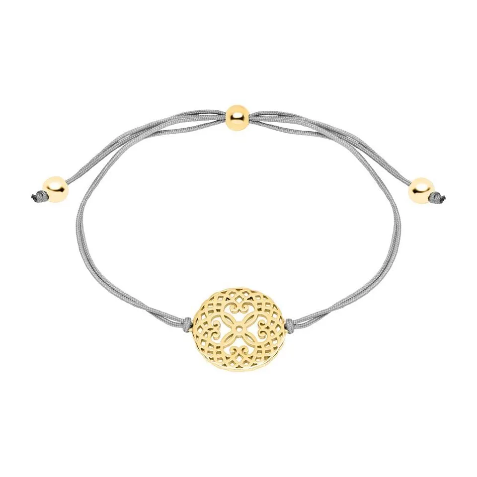JEWLIX ID-Armband Damen Textil 925er Silber vergoldet