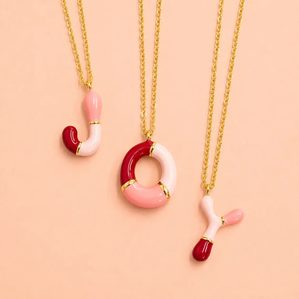 Joy by Corrine Smith Initial Halskette Gold Emaille Rosa A-Z