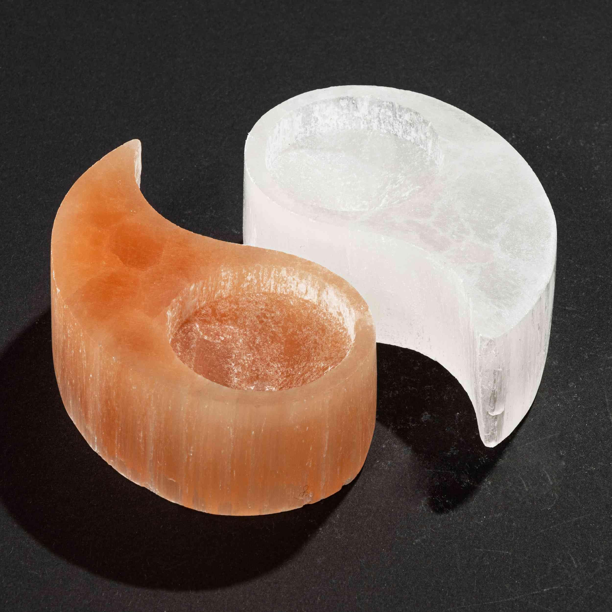 NKlaus Healing Crystals Yin-Yang Teelichthalter Selenit 1 Stück