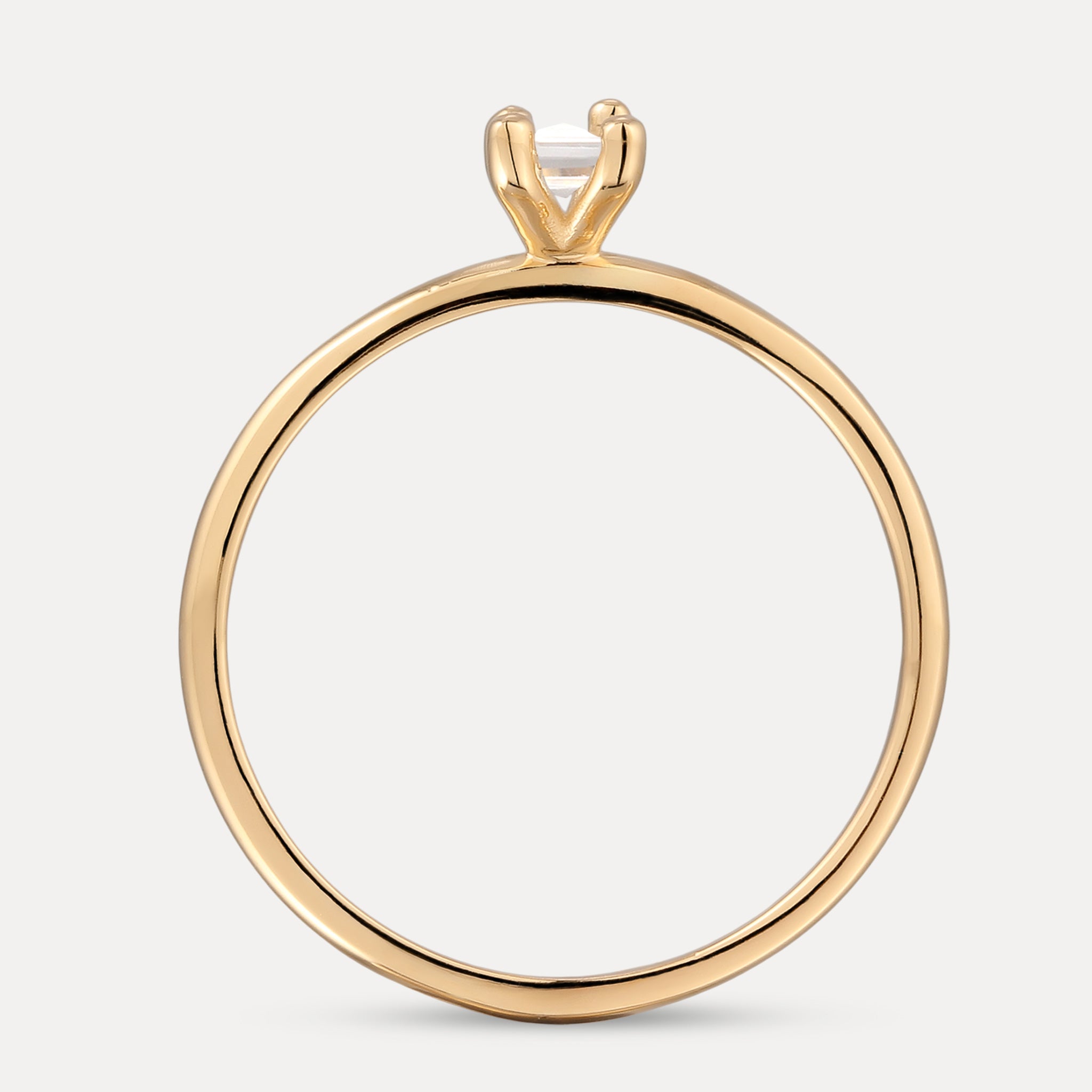 Stilnest Baguette Solitär Ring weiß Gold Vermeil 52