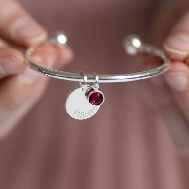 Joy by Corrine Smith Disc Bangle Kinder Geburtsstein Silber