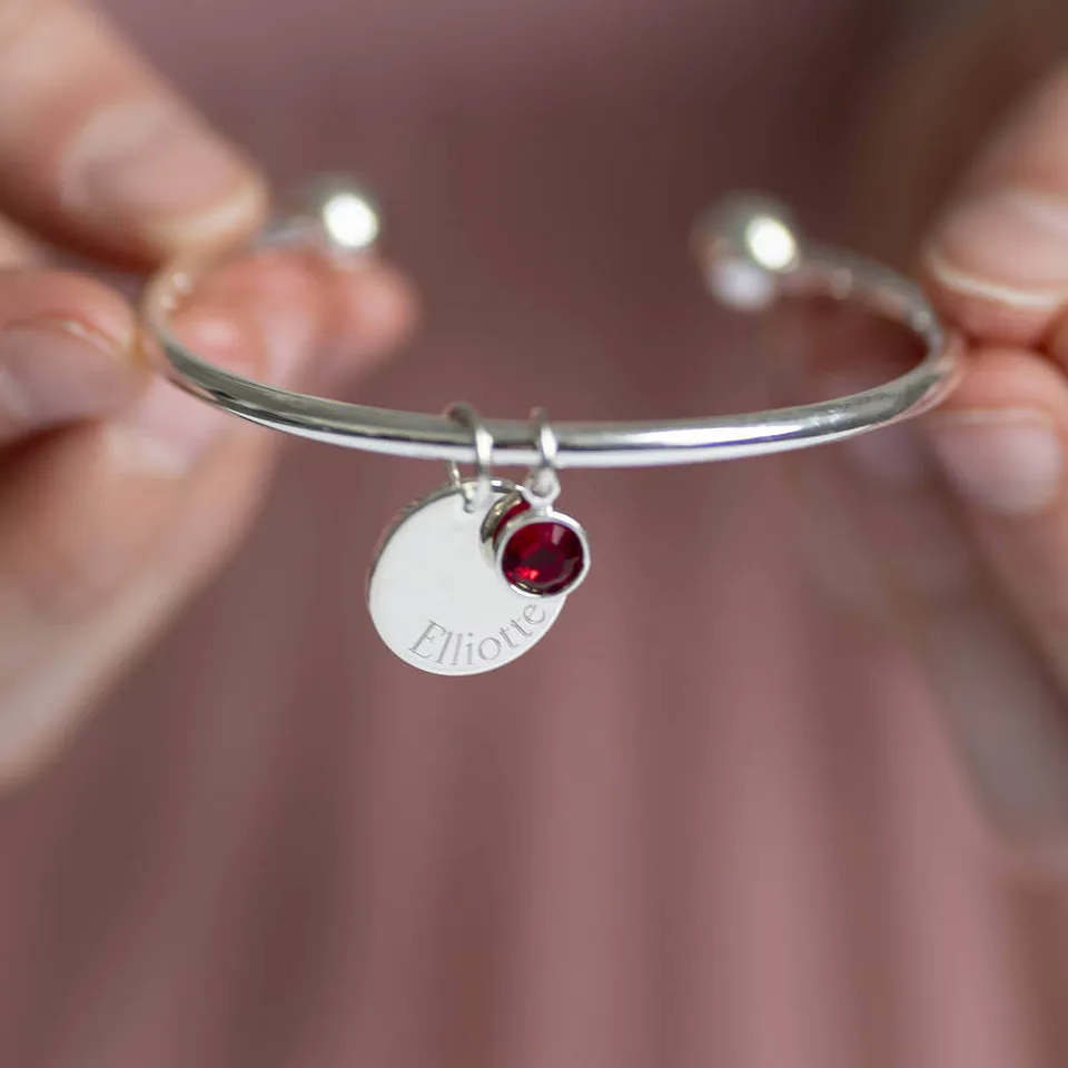 Joy by Corrine Smith Child's Disc Birthstone Bangle Silber