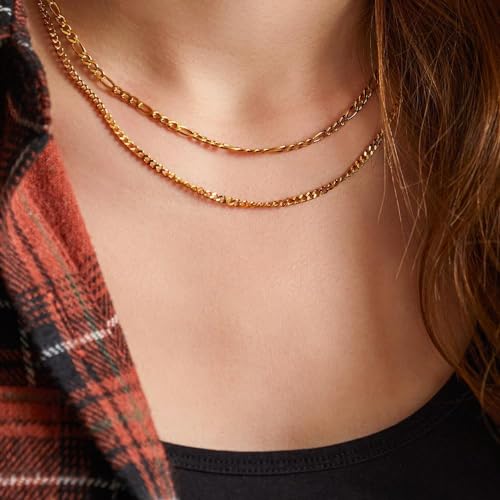 JEWLIX Ketten mit Anhänger Kette zweireihig IP Gold Damen