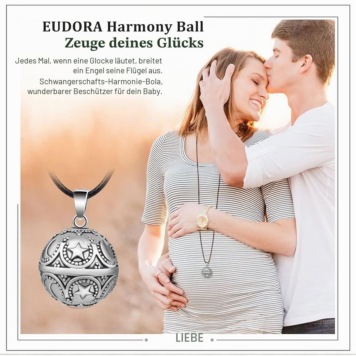 Eudora Harmony Bola Halskette Vintage Sterne Mond Klangkugel