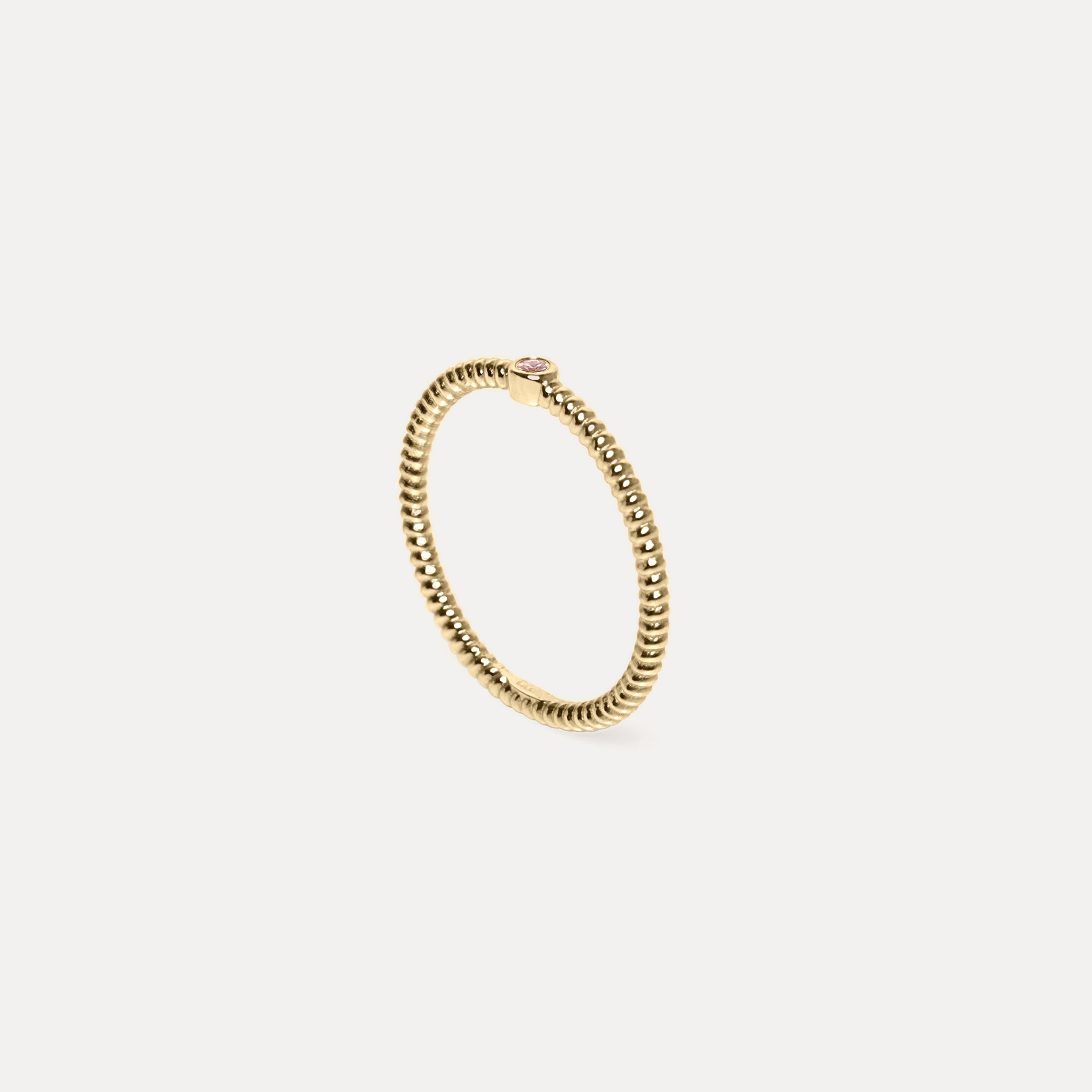 Stilnest Snake Tail Solitär Ring Rosa Turmalin 585 Gold