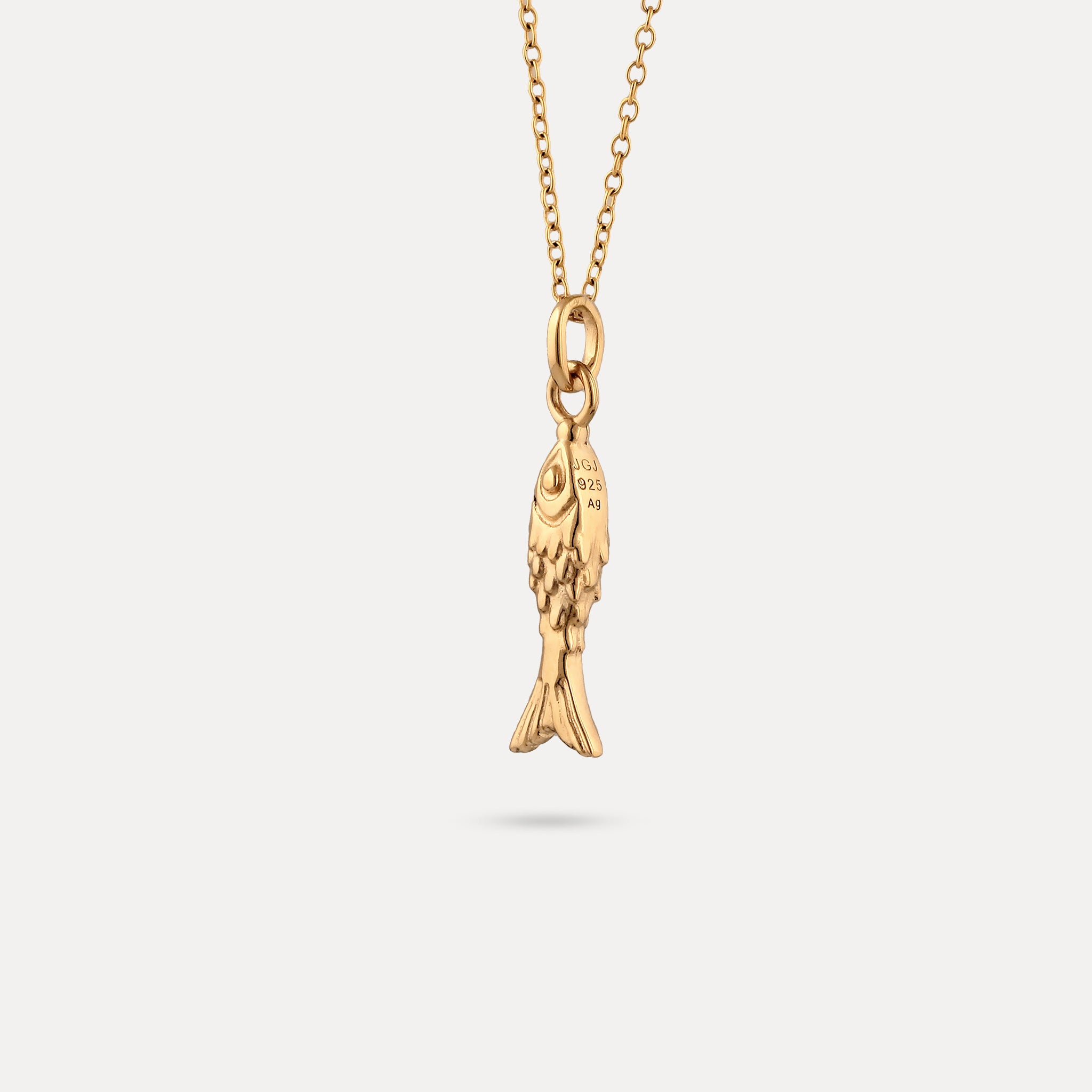 Stilnest Fish Charm Fisch Anhänger 24k Gold Vermeil Silber