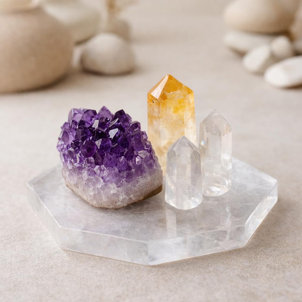 NKlaus Healing Crystals Selenit Aufladeplatte Hexagon