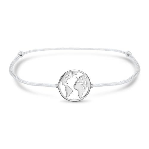 JEWLIX ID-Armband Welt Textil Silber grau Sterlingsilber