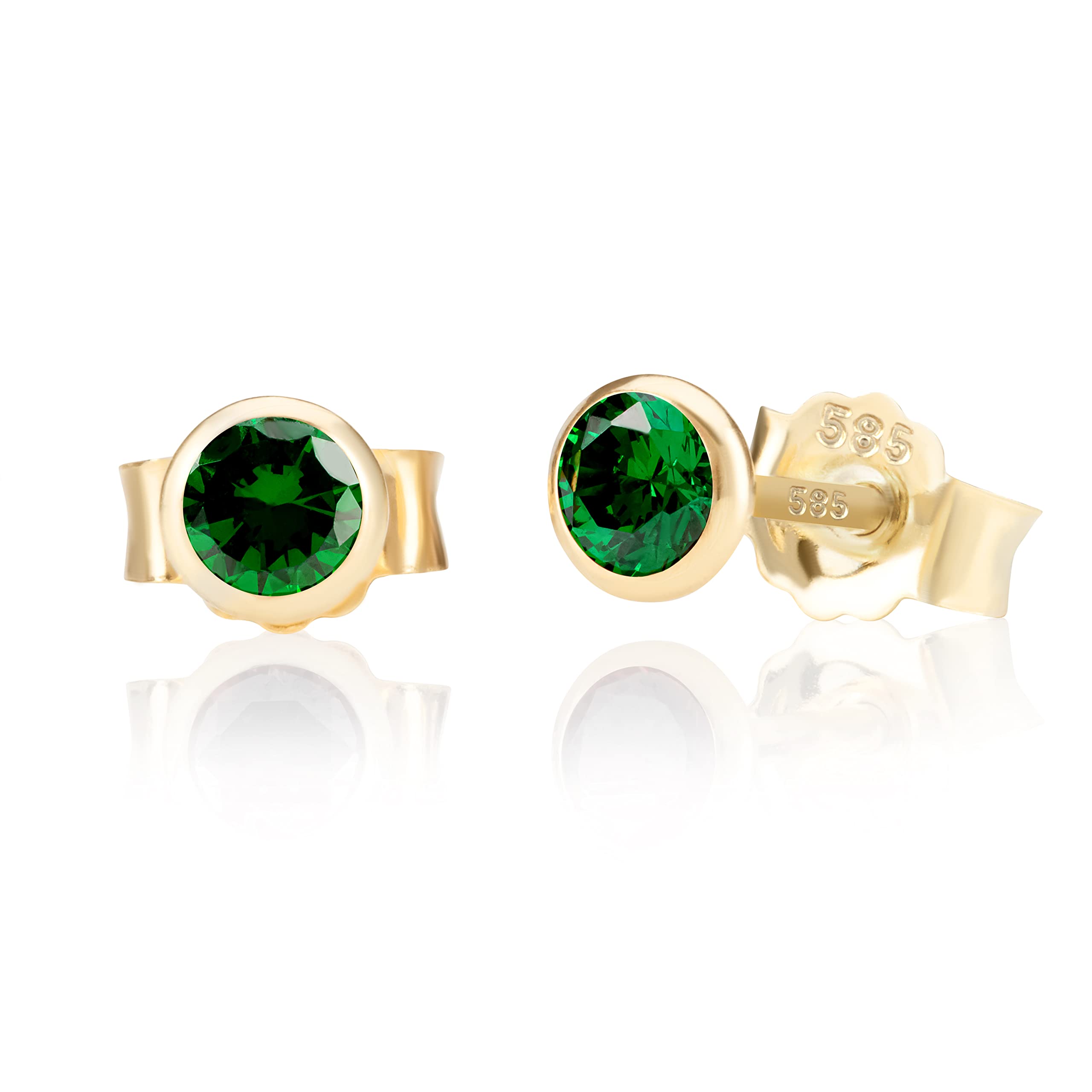 NKlaus Ohrstecker 585 Gelbgold 5 mm Zirkonia Aquamarin