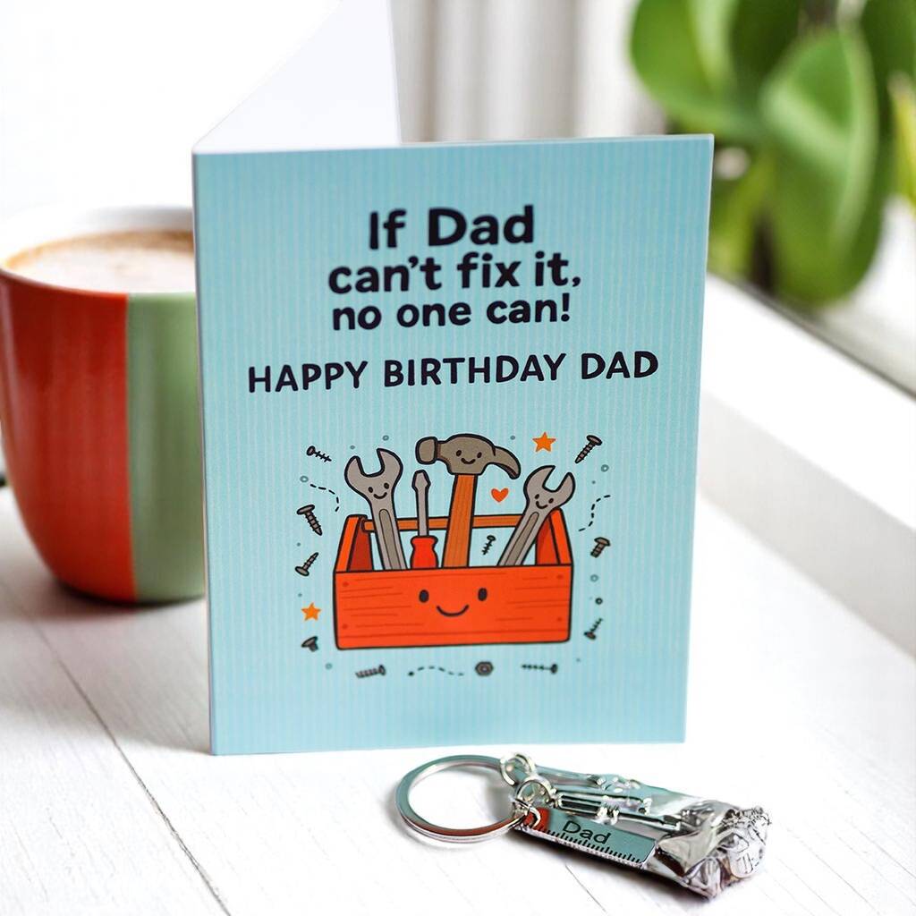 Joy by Corrine Smith Keyrings Dad Schlüsselanhänger Set Fix It Karte
