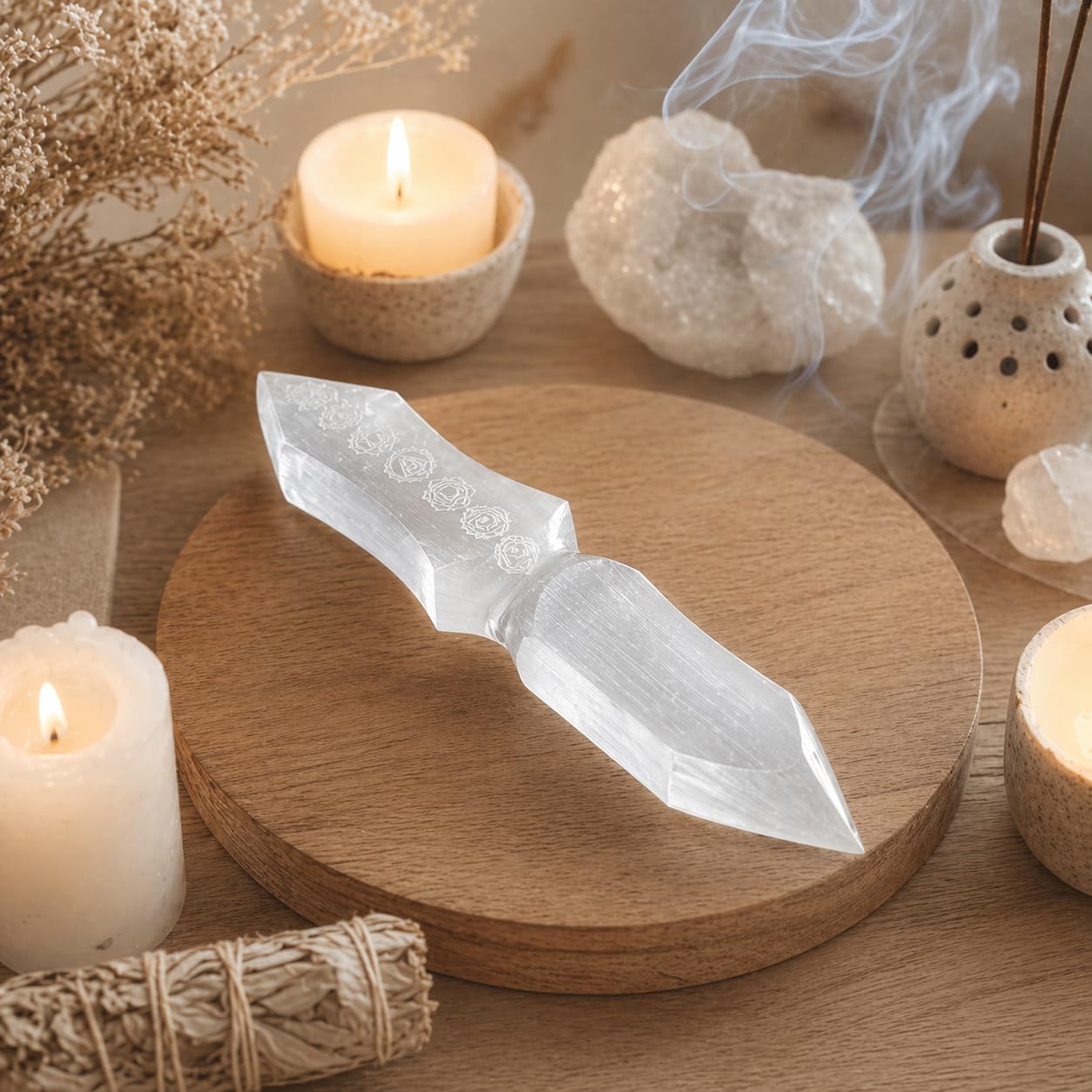 NKlaus Healing Crystals Selenit Athame Messer 26 cm