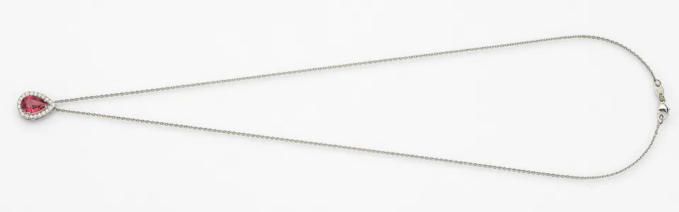Eugen Rühle Anhänger Tropfen Diamant 0,21ct Rosaturmalin 585 Gelbgold