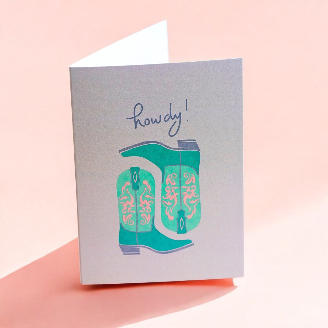 Joy by Corrine Smith Howdy Grußkarte Cowboy Boots A6