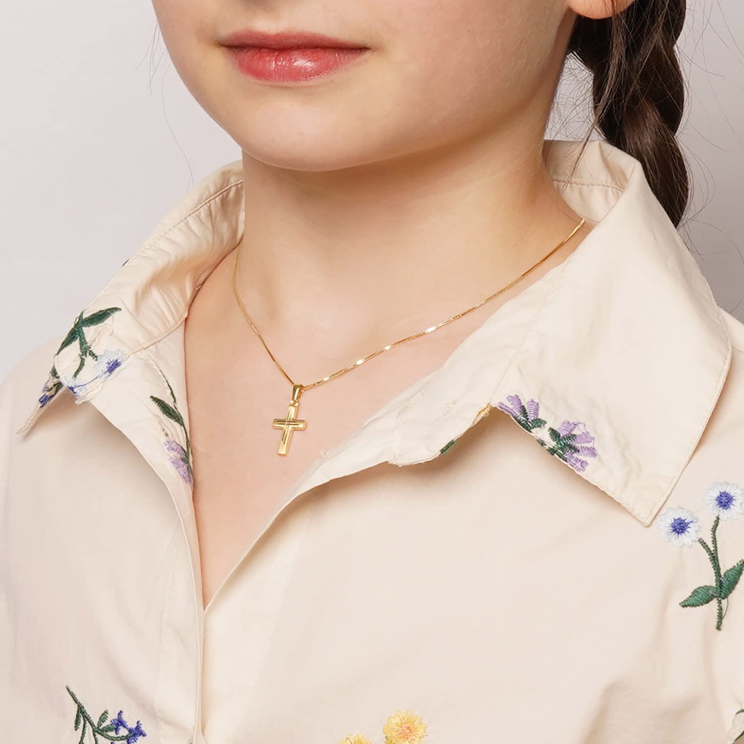 trendor 41804 Kinder Kreuz Halskette Gold 333 42 cm
