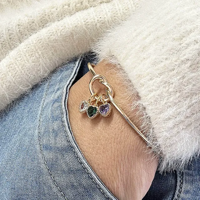 Joy by Corrine Smith Friendship Knot Armreif Gold Geburtsstein Herz
