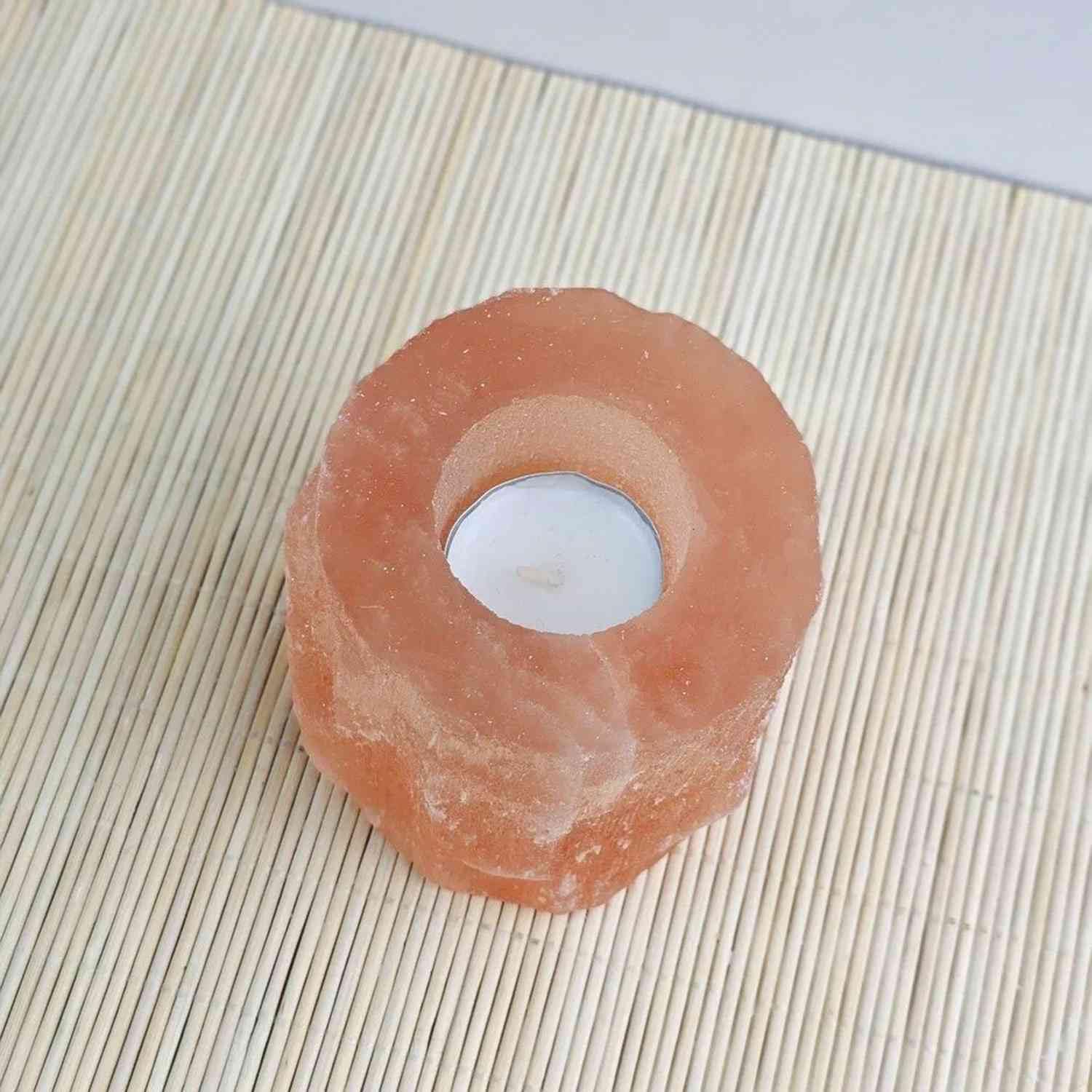 NKlaus Healing Crystals Selenit Teelichthalter rund 8cm