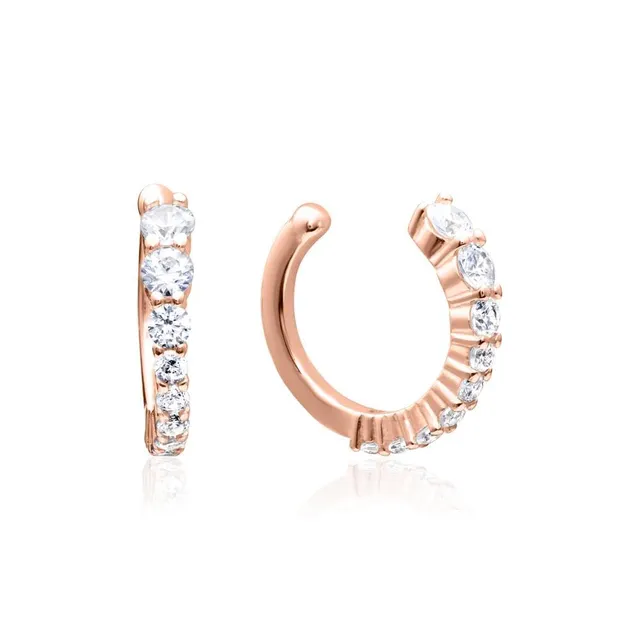 JEWLIX Ohrstecker Ear Cuffs Rosé Zirkonia Weiß Paar