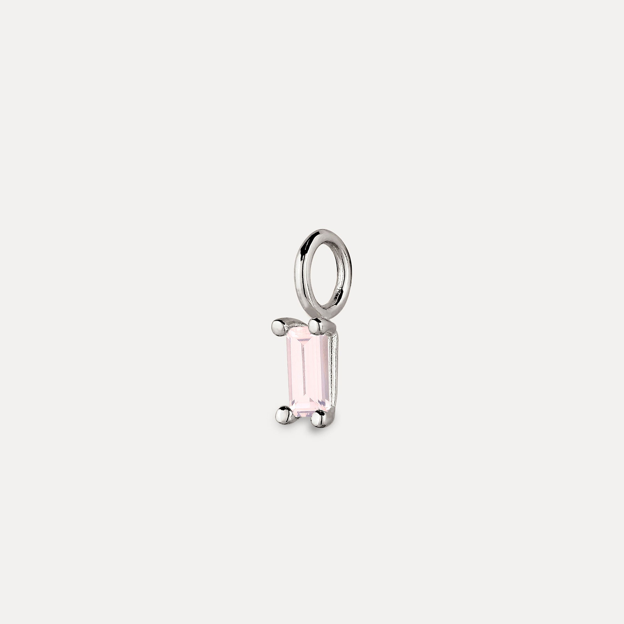 Stilnest Rosenquarz Anhänger Baguette 24k Gold Vermeil rosa