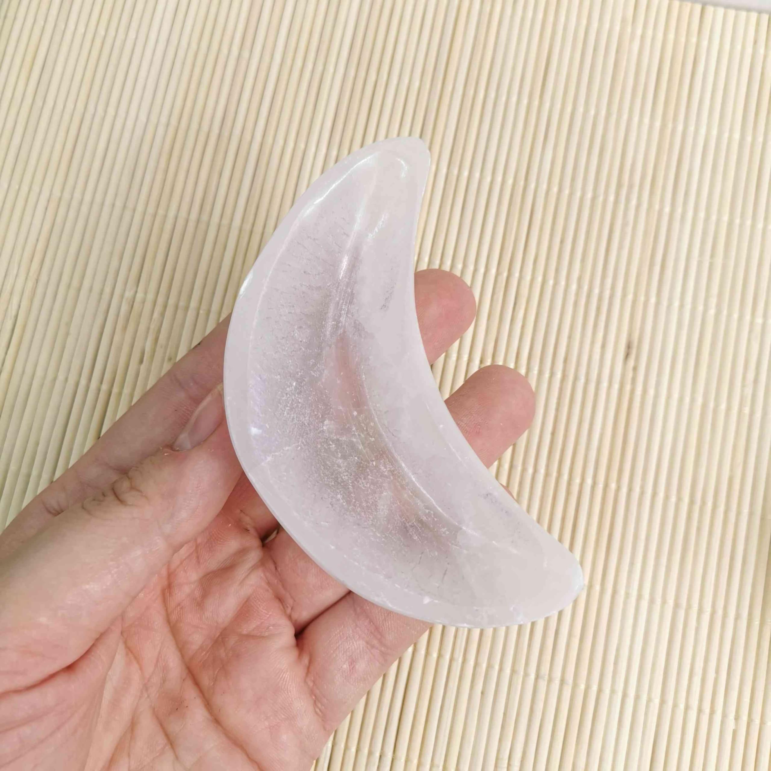 NKlaus Healing Crystals Selenit Mond-Schale 10cm Aufladung