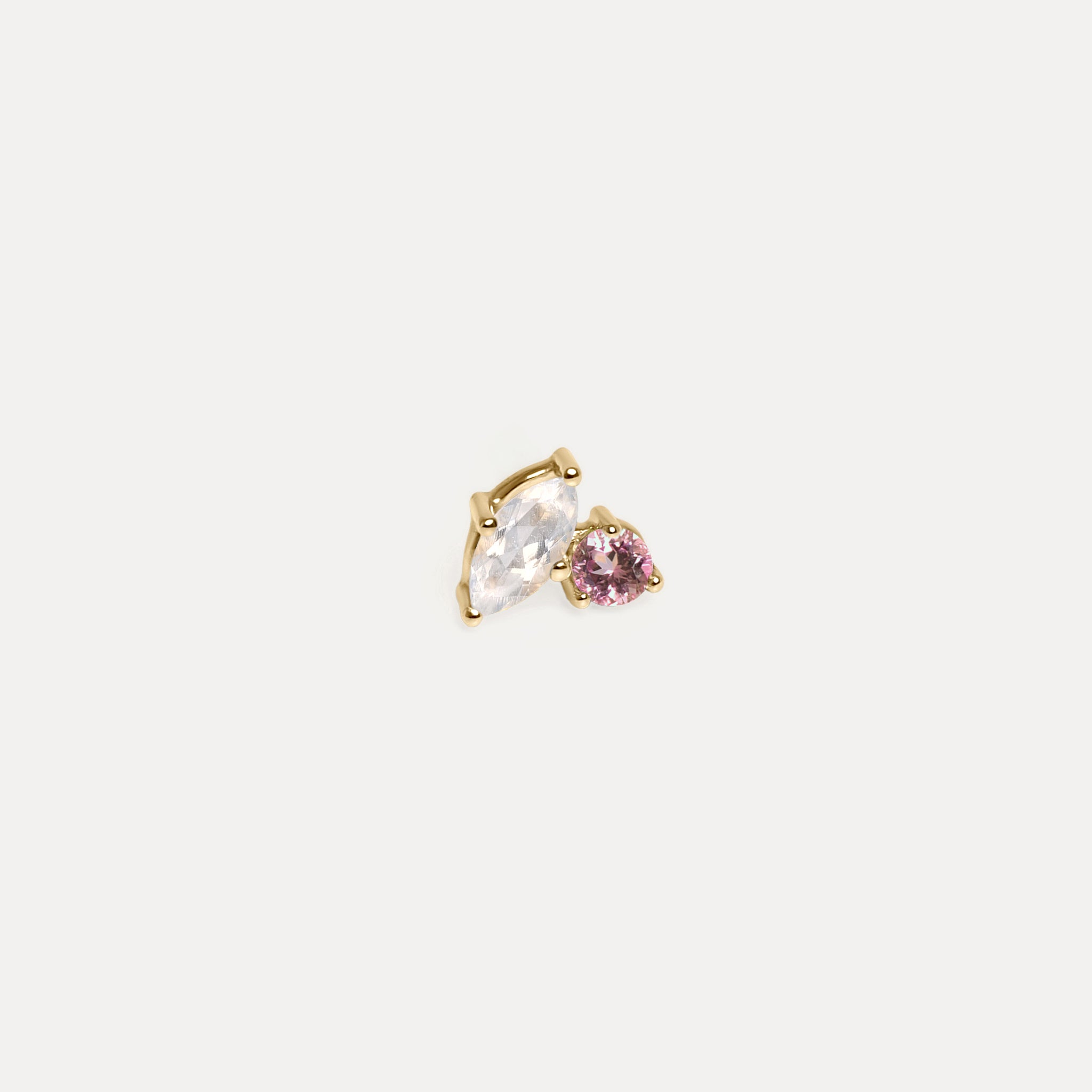 Stilnest Joy Mondstein Rosa Turmalin Ohrstecker Single Links 585 Gold