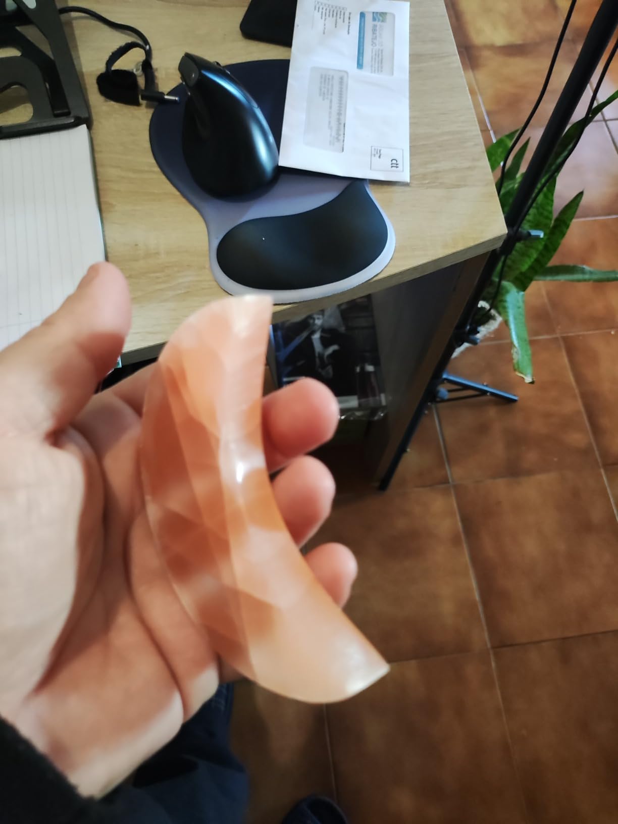 NKlaus Healing Crystals Oranger Selenit Halbmond 10x6 cm Platte