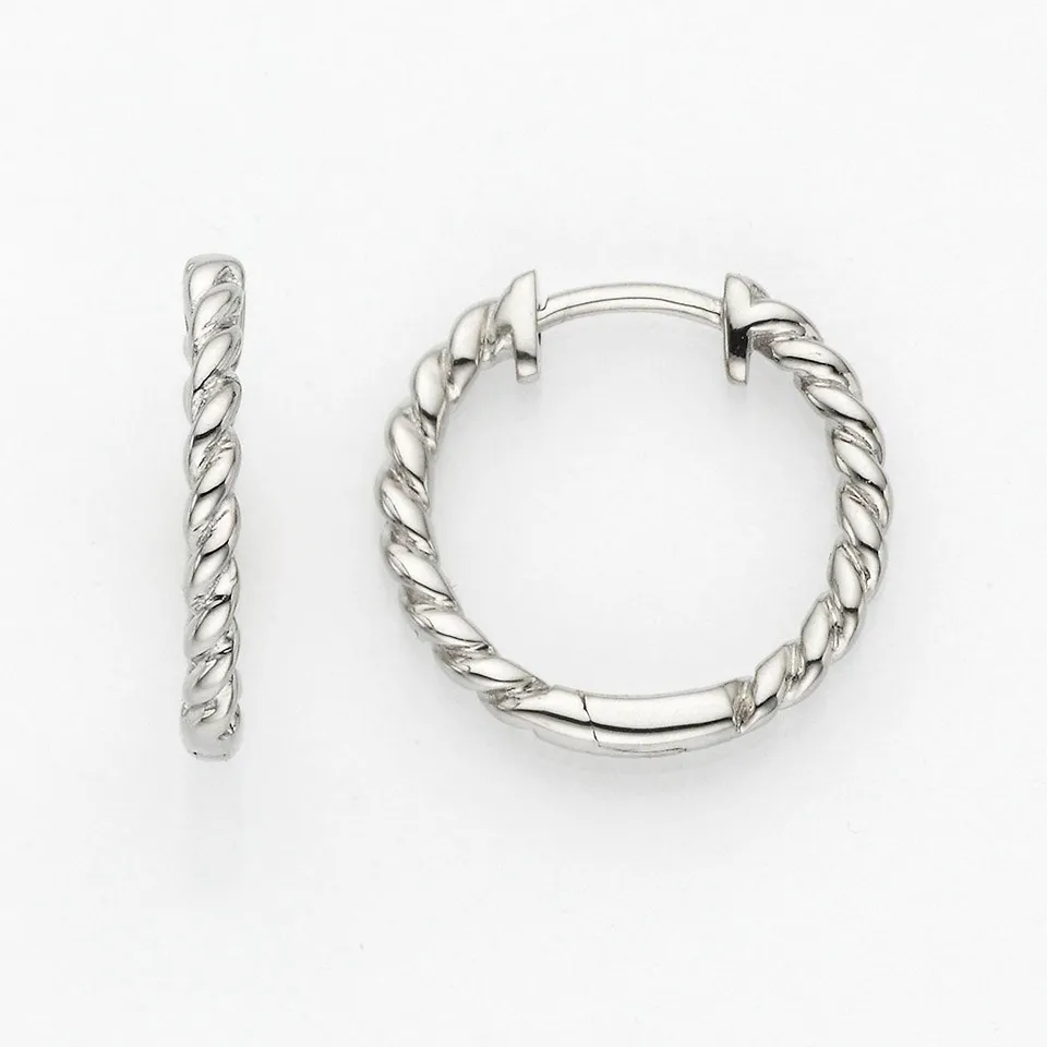 Eugen Rühle Ohrschmuck Creolen gekordelt 15,2mm Ohrringe Weißgold