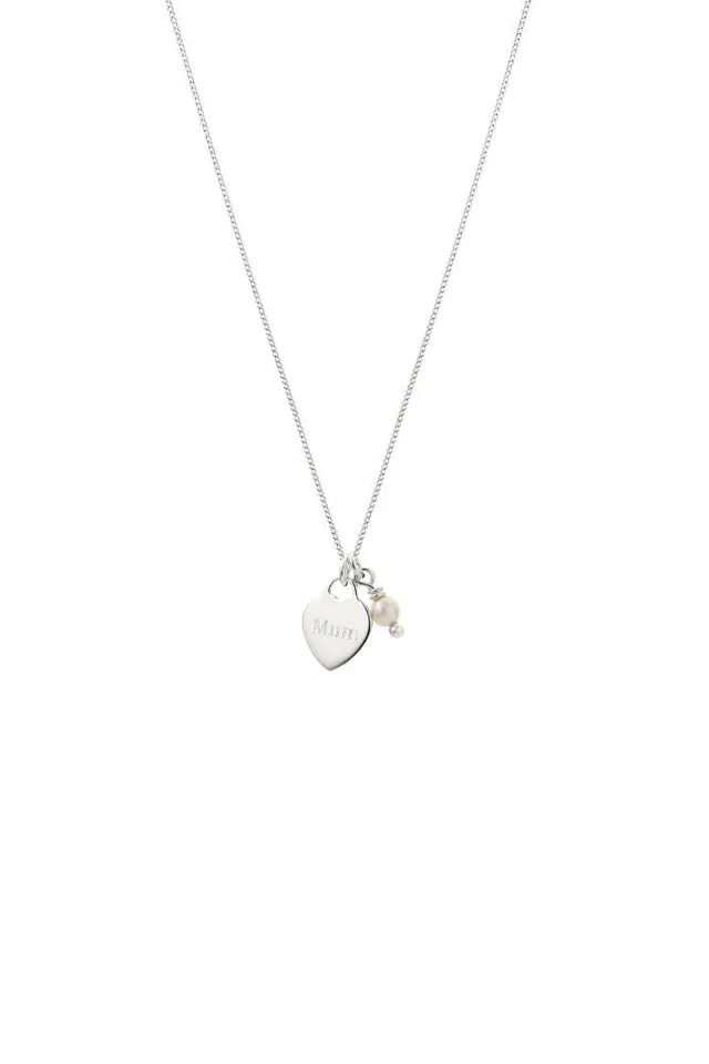 Joy by Corrine Smith Mum Herz Perle Halskette Silber 40 cm
