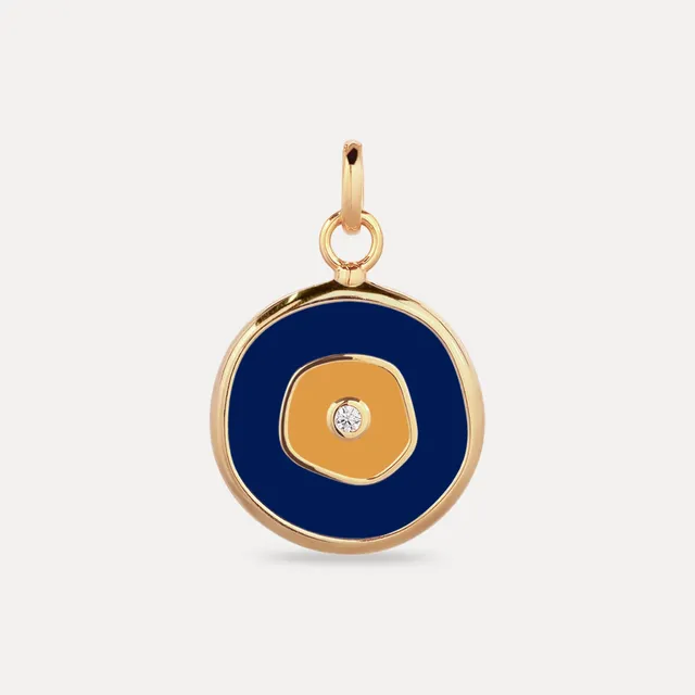 Stilnest Pendants Evil Eye Anhänger Saphir Dunkelblau Vermeil