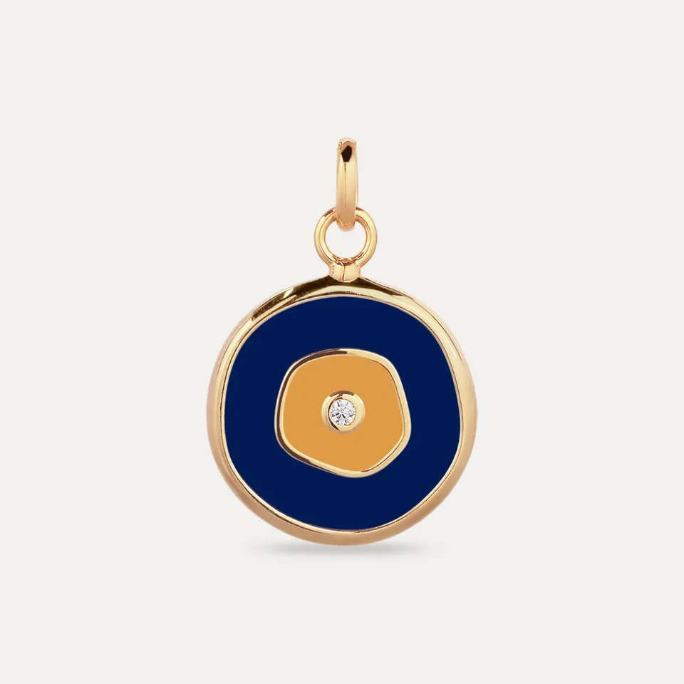 Stilnest Pendants Evil Eye Anhänger Saphir Dunkelblau Vermeil