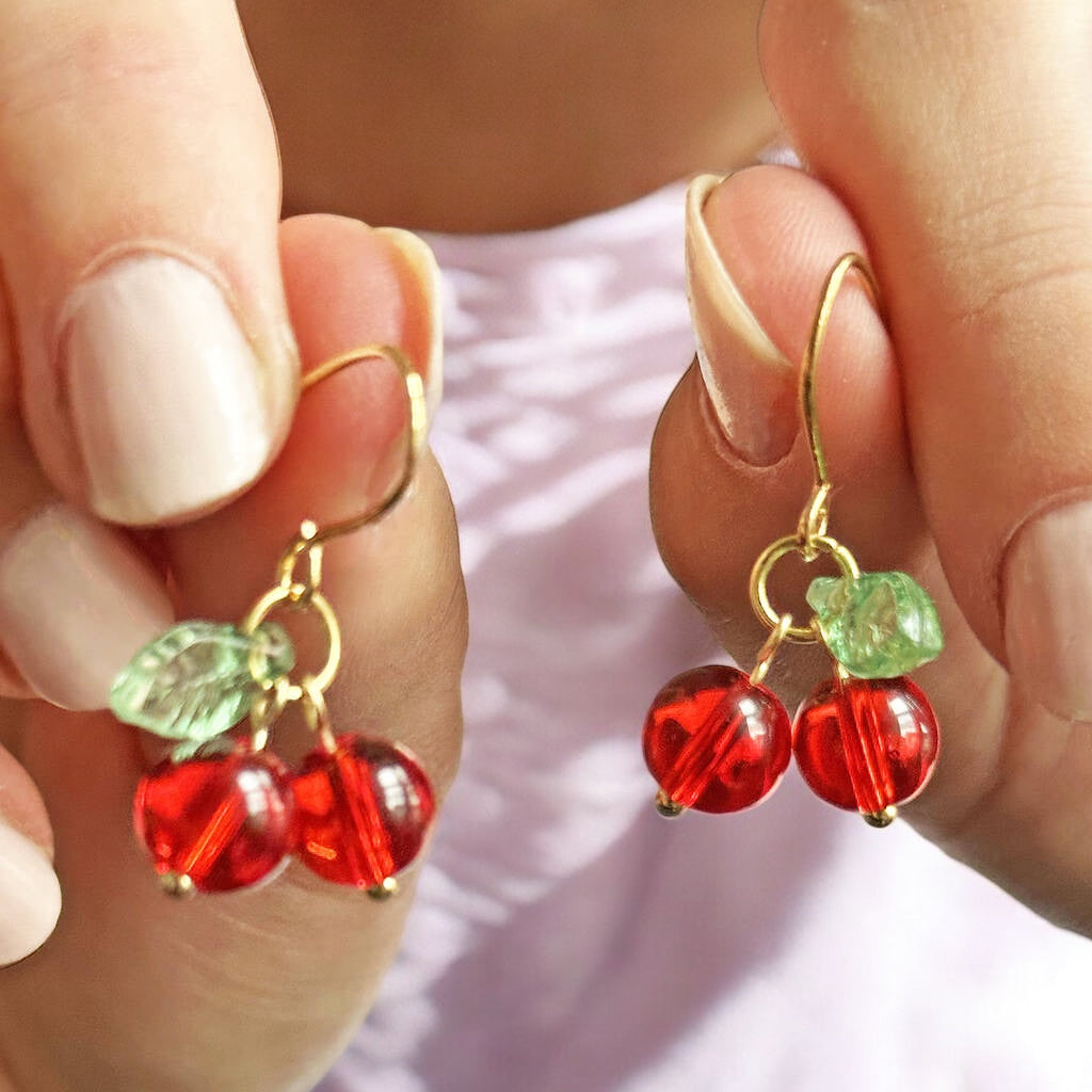 Joy by Corrine Smith Cherry Ohrringe Glas Kirsche Gold