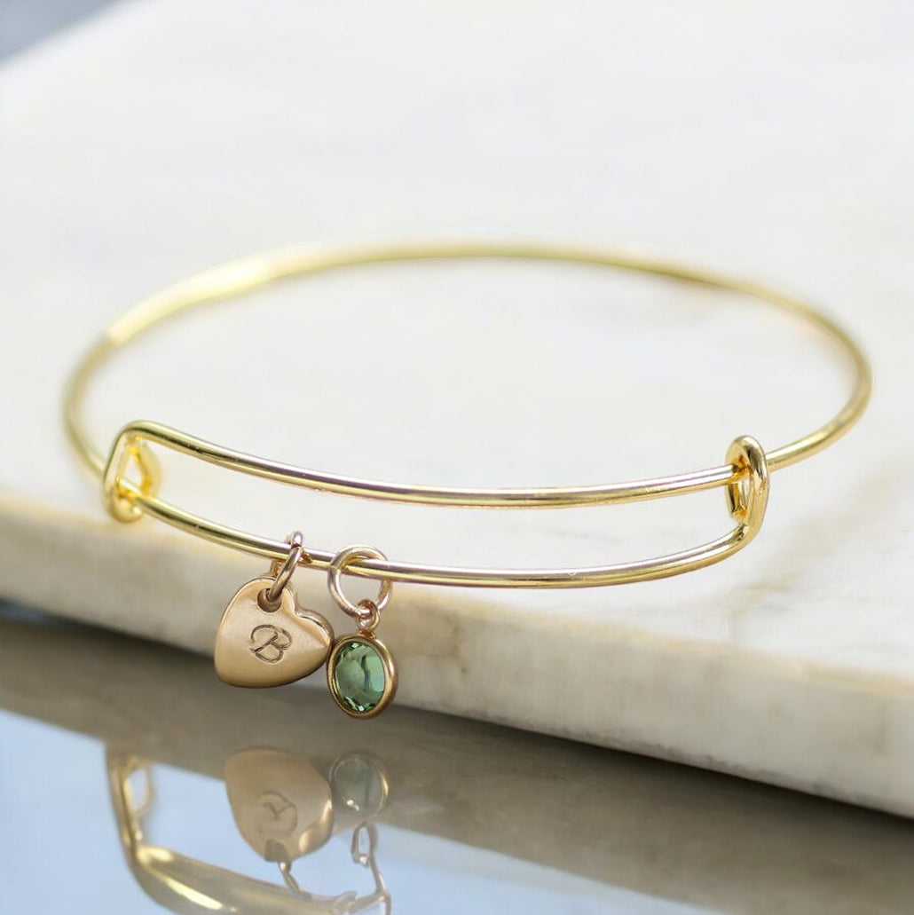 Joy Heart of Gold Birthstone Armreif Gold Edelstein