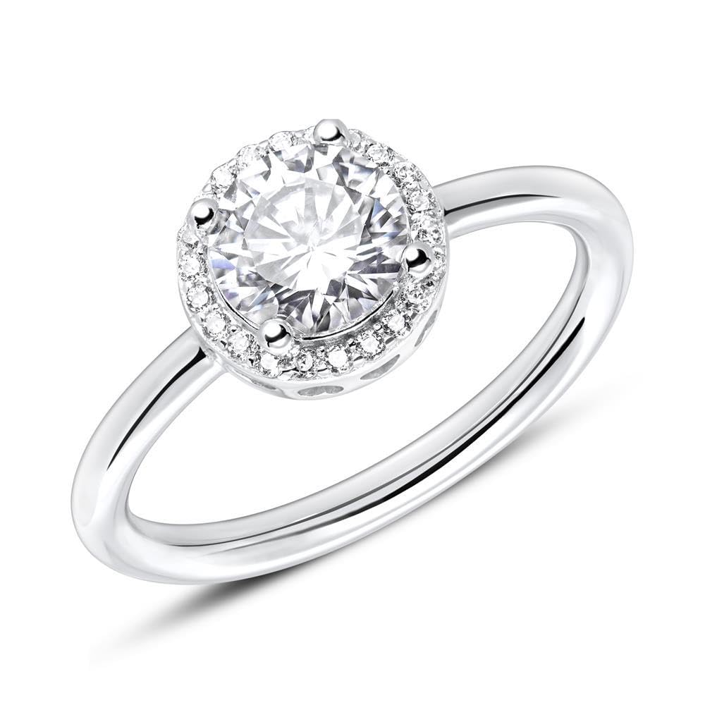JEWLIX Verlobungsring 925 Silber Größe 56 Zirkonia