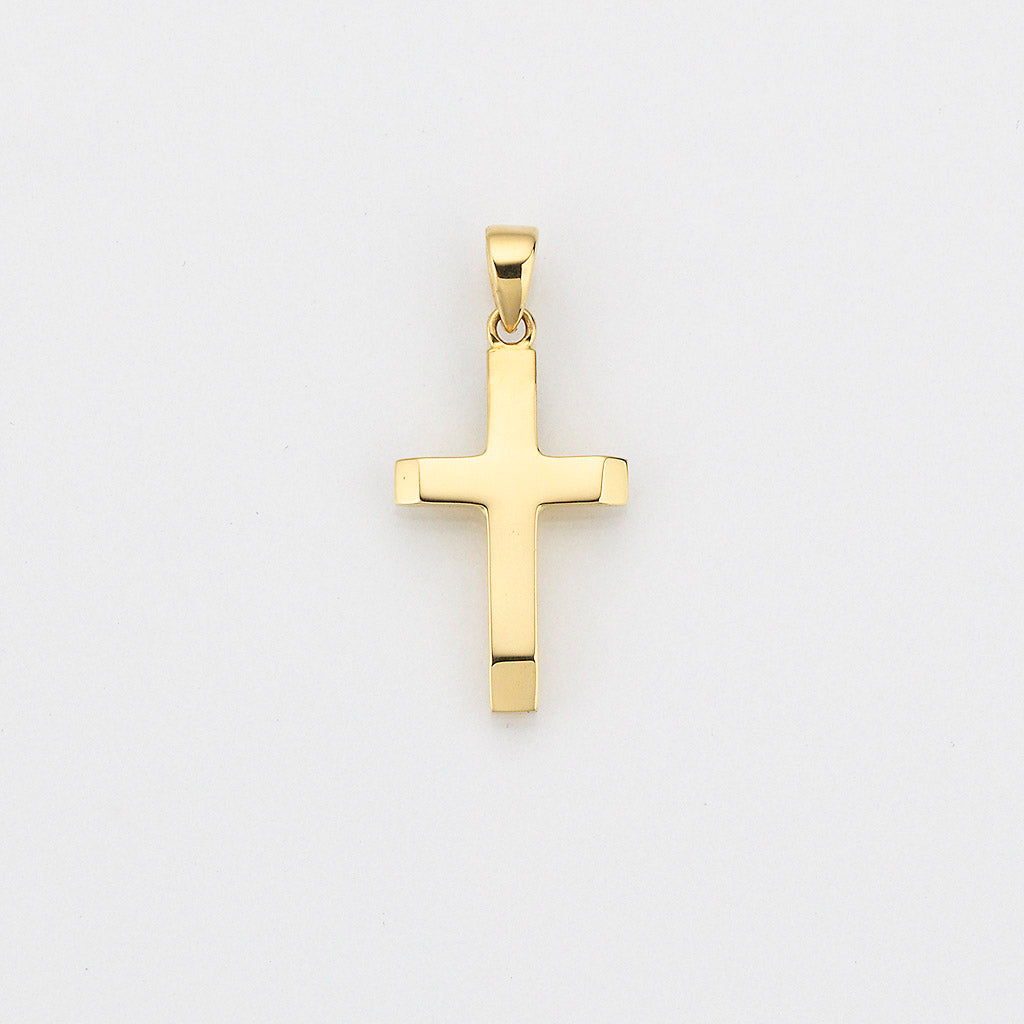 Eugen Rühle Kreuz Anhänger 12,3x19,5mm 585 Gelbgold abgeschrägt