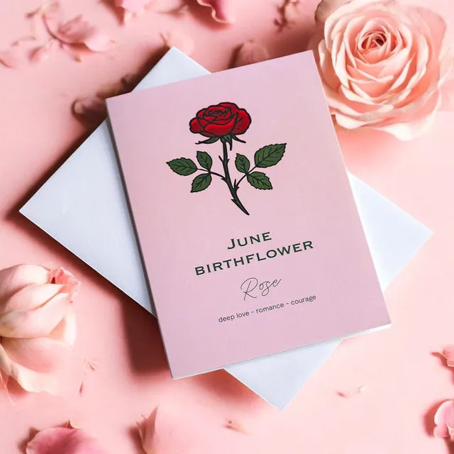 Joy by Corrine Smith June Birth Flower Rose Karte A6
