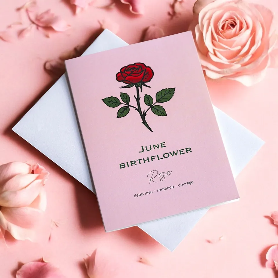 Joy by Corrine Smith June Birth Flower Rose Karte A6