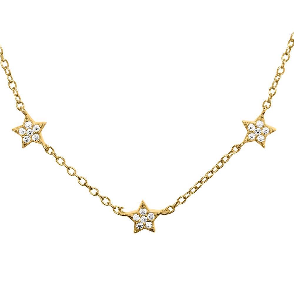 JEWLIX Ketten mit Anhänger Sterne Halskette Gold Zirkonia