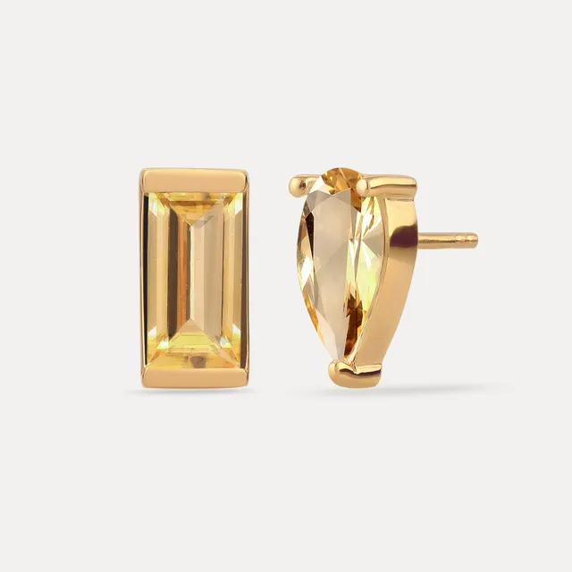 Stilnest Balance Citrin Ohrstecker Gold gelb Vermeil