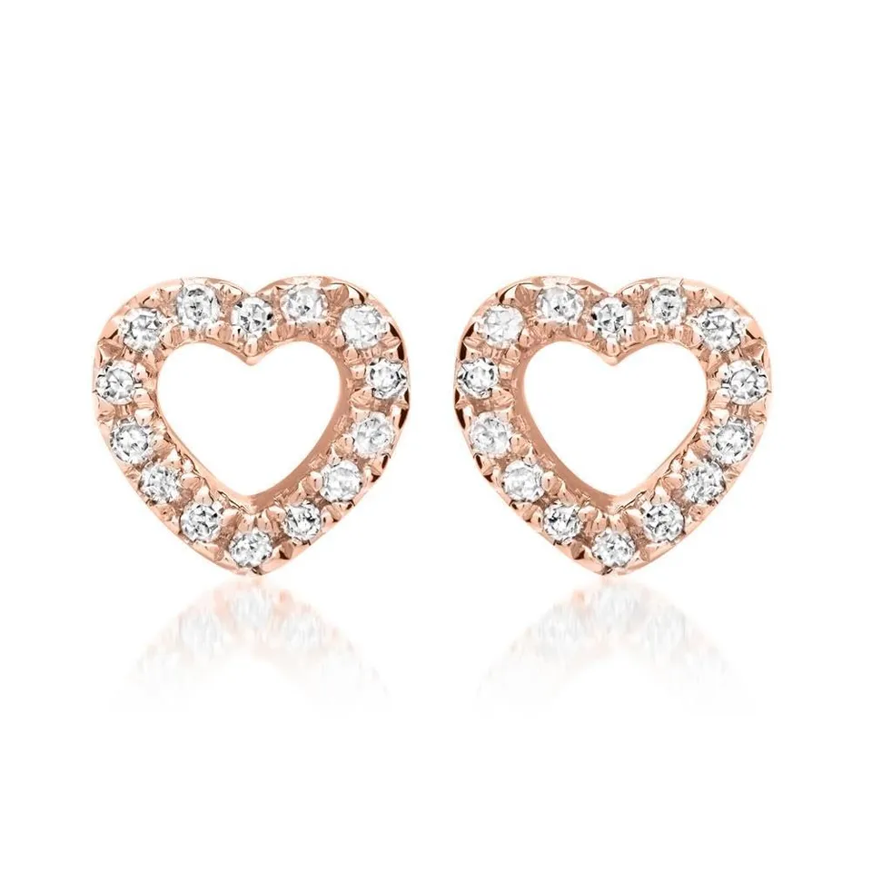 JEWLIX DE0103-14KR Ohrstecker Herz Roségold 0,10ct