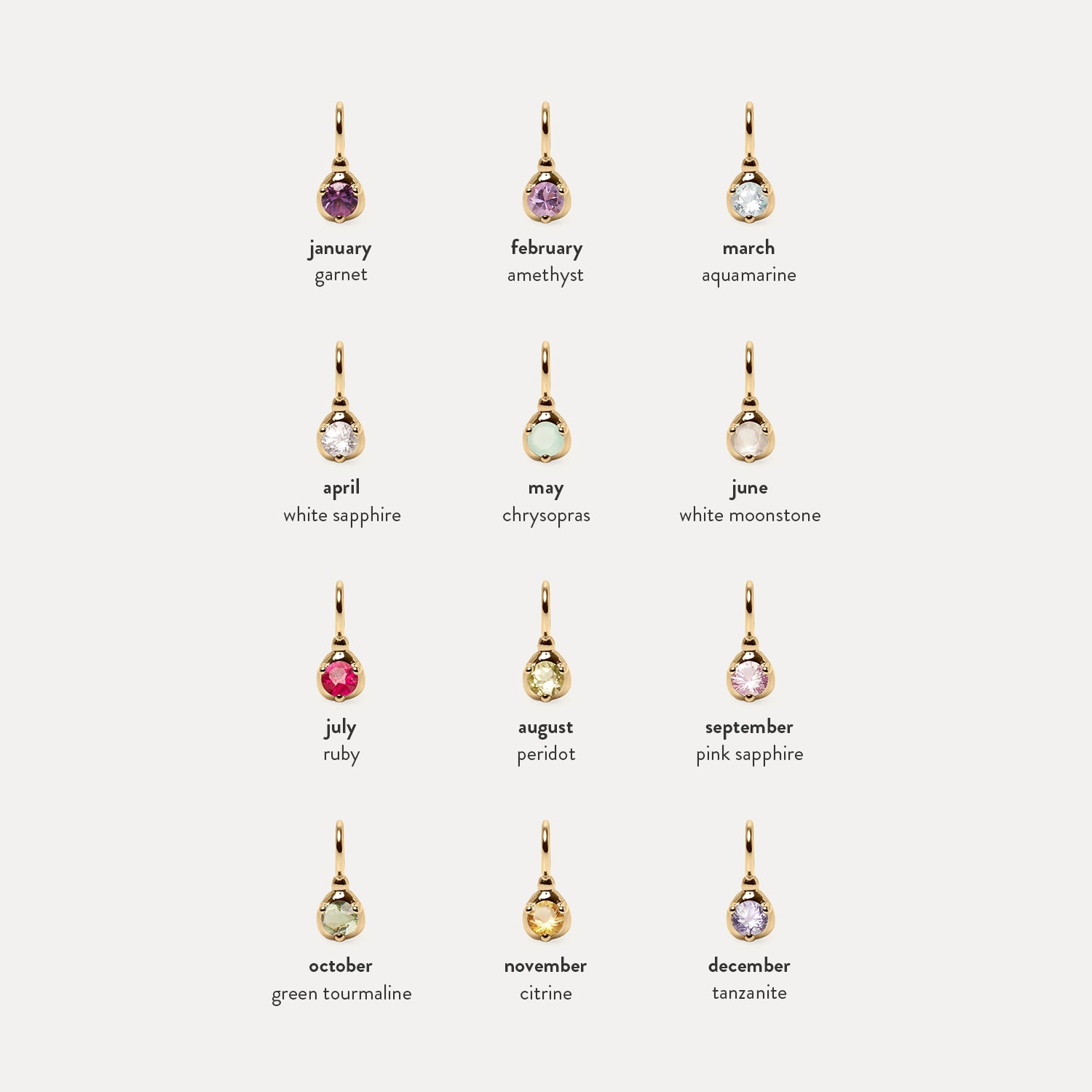 Stilnest Mini Birthstone Anhänger 585 Gold Januar Granat