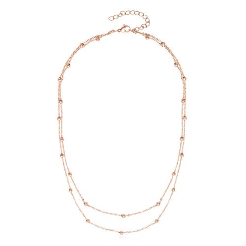 JEWLIX Layerkette Halskette Edelstahl Rosé mit Kugeln