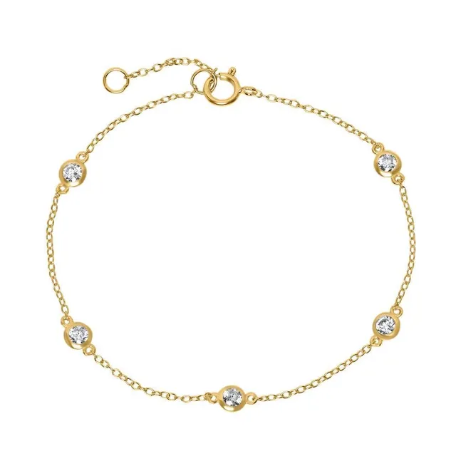 JEWLIX ID-Armband Sterlingsilber Gold Zirkonia Damen