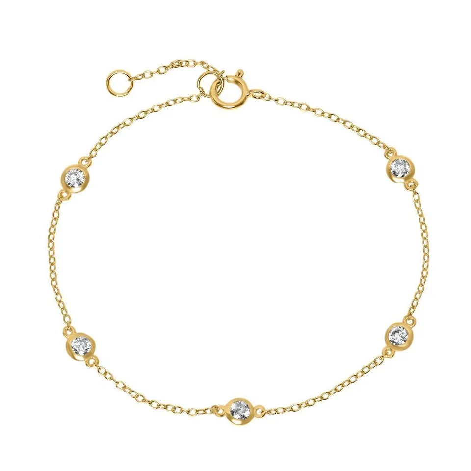 JEWLIX ID-Armband Sterlingsilber Gold Zirkonia Damen