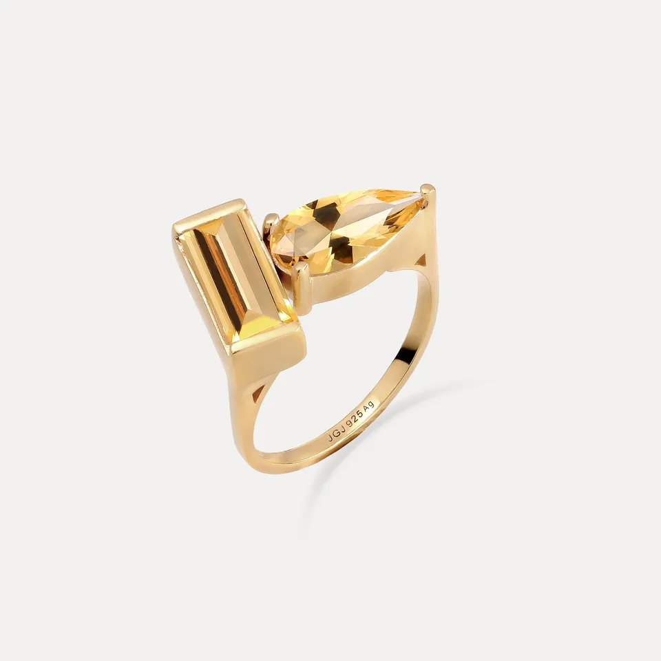 Stilnest Citrin Balance Ring Edelsteinring Gold Vermeil 52