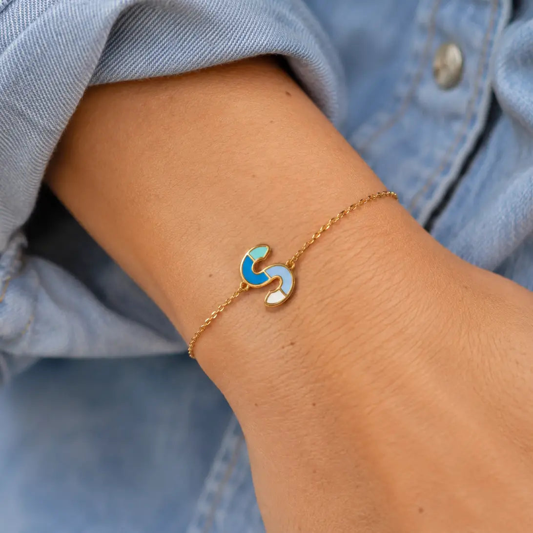 Joy Bracelets Enamel Initial Armband Gold personalisiert