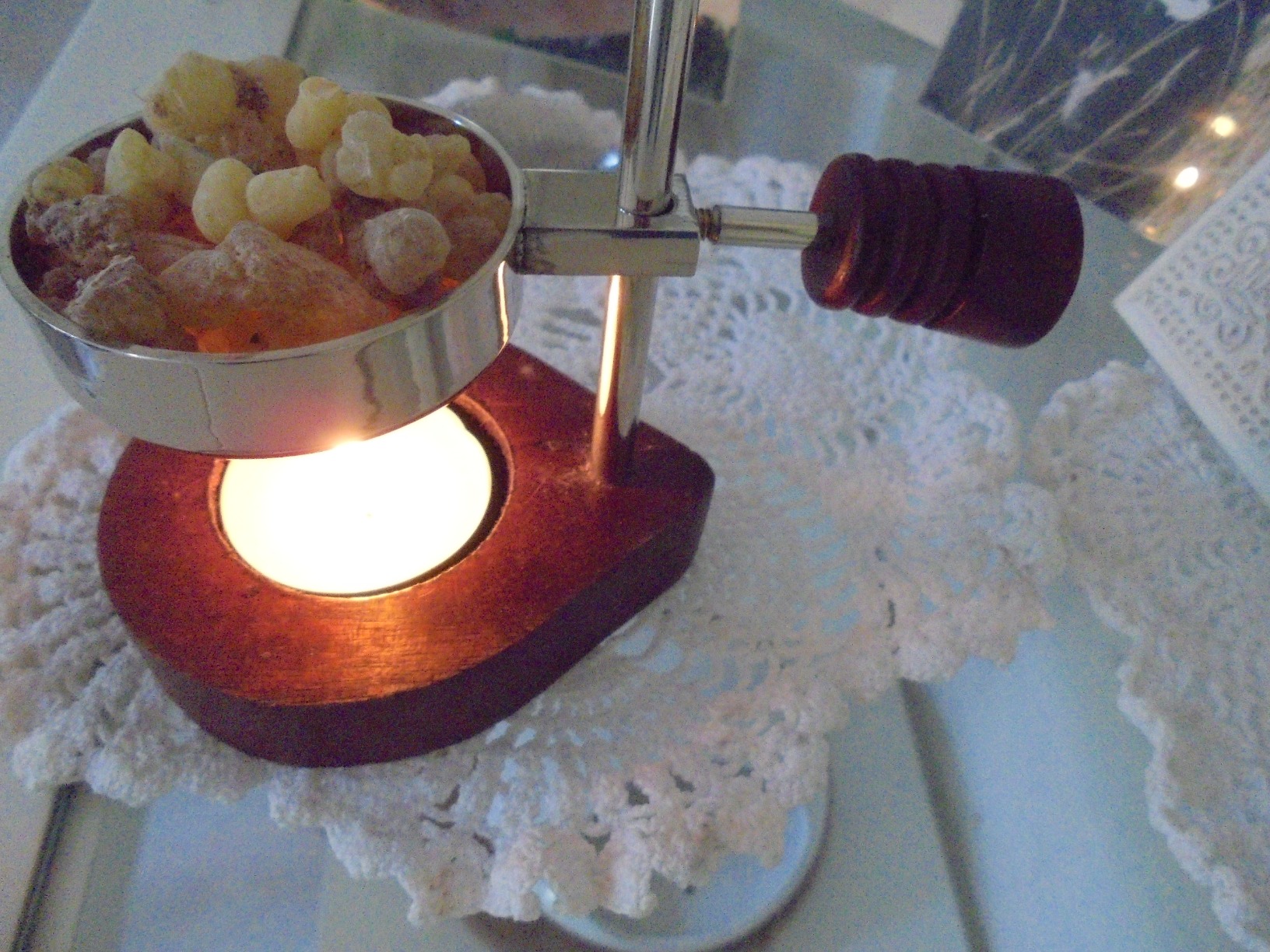 NKlaus Home Scents Räucherstövchen Messing Gold Holz 13 cm